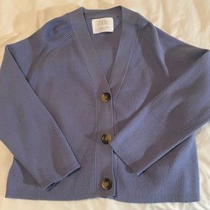 Zara kids blue ribbed V neck sweater size 9-10